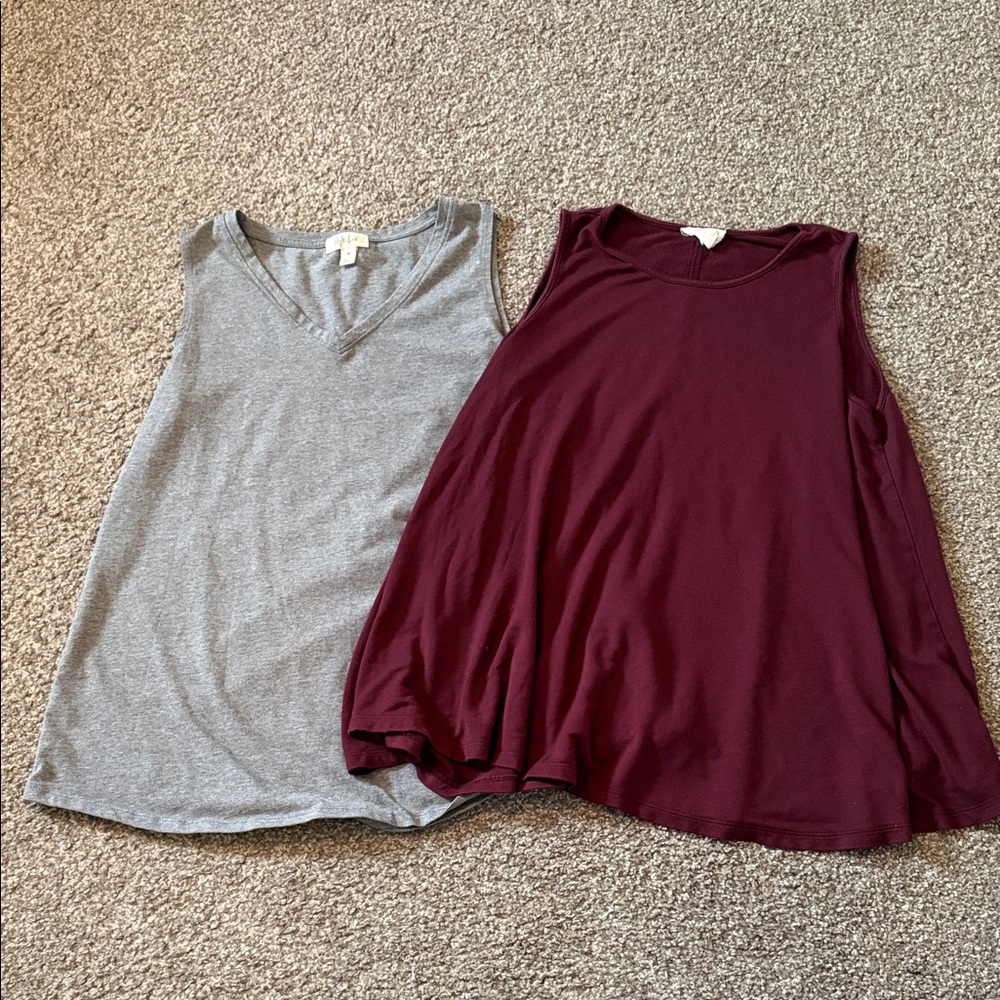 Style & Co. Gray and Loft Burgundy Swing Tank Tops